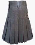 Black-Denim-Leather-Strip-Kilt-For-Men