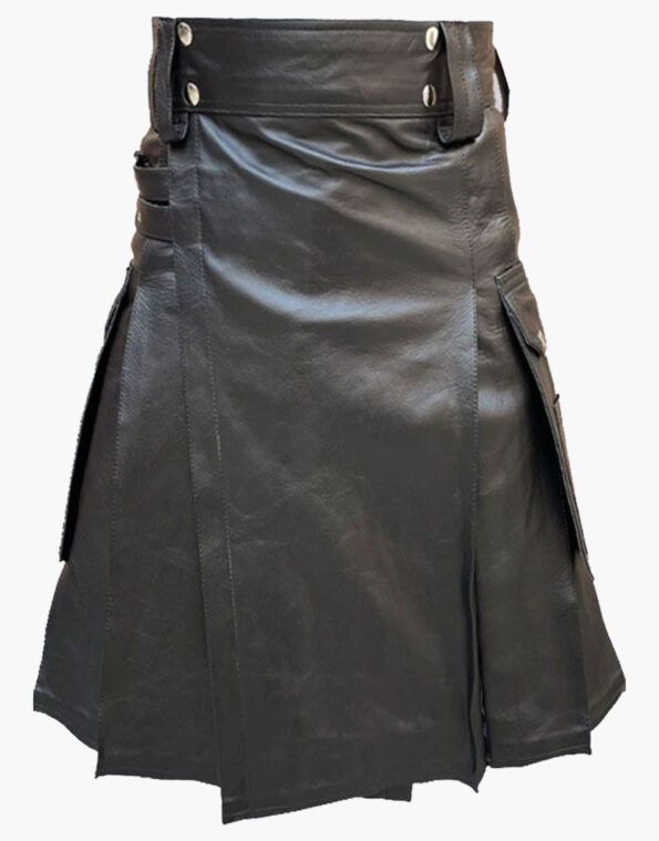 Black Leather Fashion Kilt