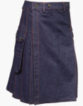 Blue Denim Kilt With Red Thread