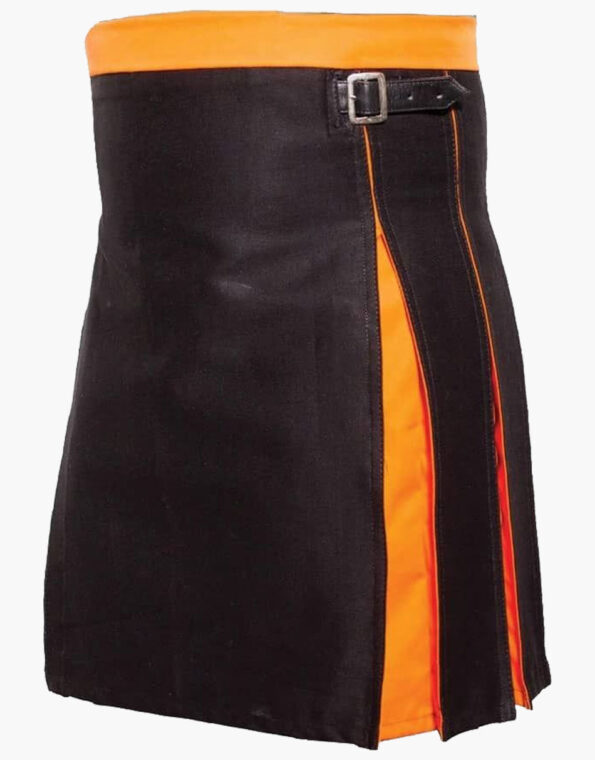 Box Pleated Modern Black And Orange Two Kilt