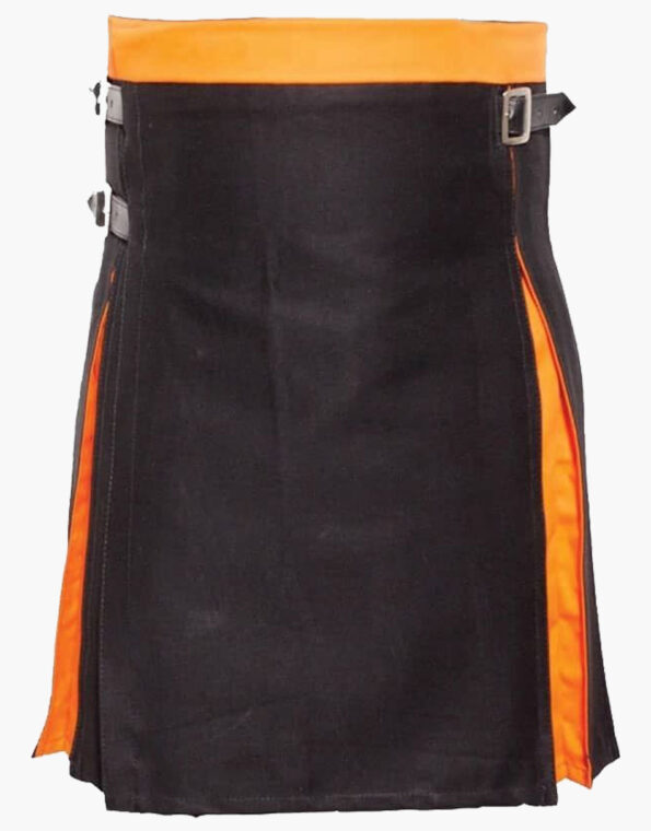 Box Pleated Modern Black And Orange Two Kilt