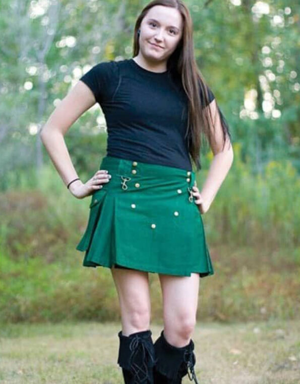 Fashion Green Women Utililty Kilt