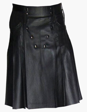Real Leather Pleated Kilt