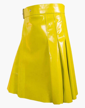Yellow Leather Modern Women Kilt