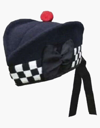 Black And White Diced Hat With Red Pom