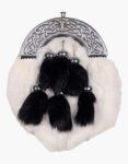 Chrome-Celtic-Cantle-White-Rabbit-Sporran-With-6-Black-Fur-Tassels