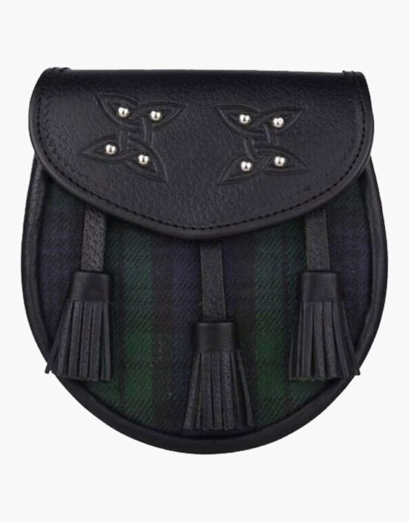 Genuine Leather with Black Watch Tartan Sporran