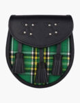 Genuine Leather with Irish National Green Tartan Sporran