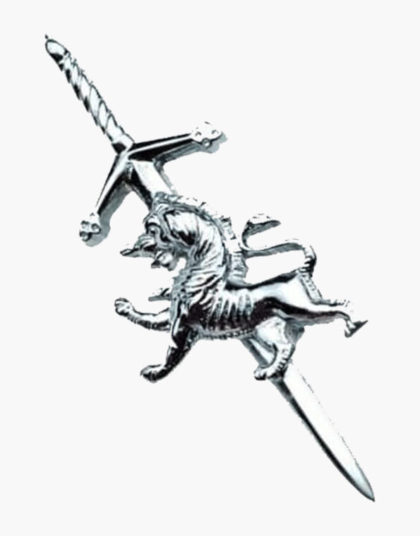 Highland Scottish Rampant Lion Kilt Pin Chrome Finish