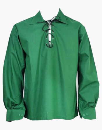 Pure 100% cotton Men's Highland Green Jacobean Ghillie Kilt Shirt