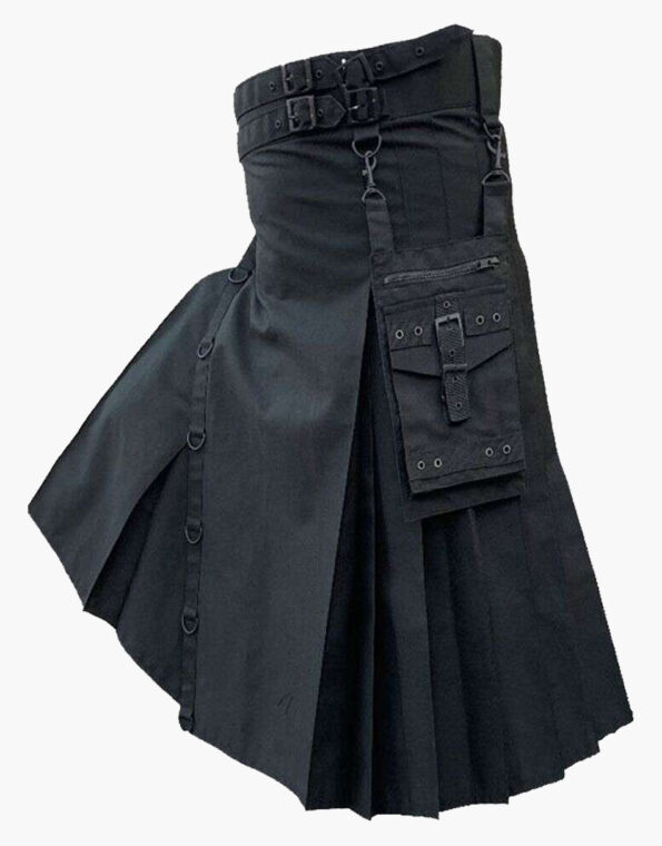 New Modern Black Utility Kilt