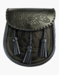 Black Celtic Embossed Leather Sporran