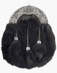 Celtic Cross Full Dress Chrome Black Rabbit Fur Sporran