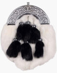 Chrome-Celtic-Cantle-White-Rabbit-Sporran-With-6-Black-Fur-Tassels