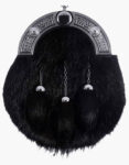 Chrome Celtic Knot Black Rabbit Fur Sporran