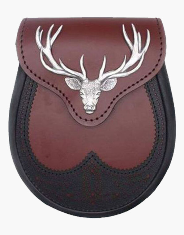 Enamel Stag Head Leather Sporran