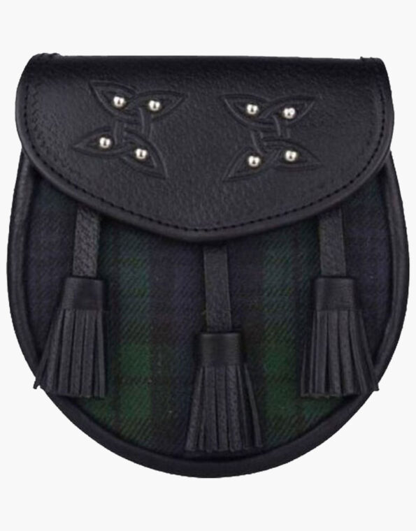 Genuine Leather with Black Watch Tartan Sporran