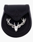 Stag-Head-Badge-Semi-Dress-Black-Leather-Sporran