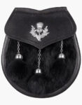 Thistle Badge Black Rabbit Fur Sporran