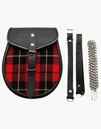 Wallace Tartan Leather Sporran With Chain Belt